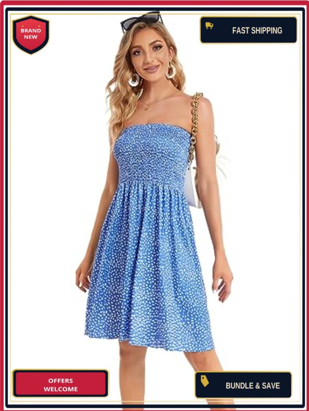 Women's Strapless Floral Sundress Beach Cover Up Casual Summer - Picture 3 of 6